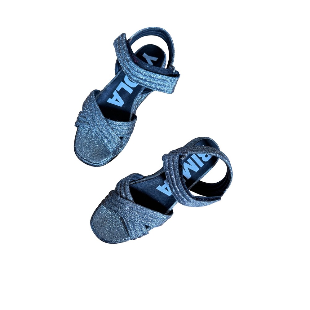 Bimba Y Lola silver glitter stacked platform chunky sandals